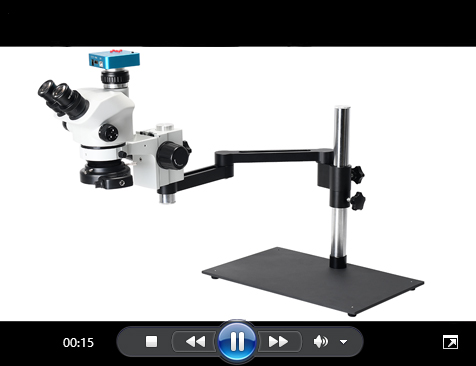新款S型万向支架三目显微镜调节支架展示视频